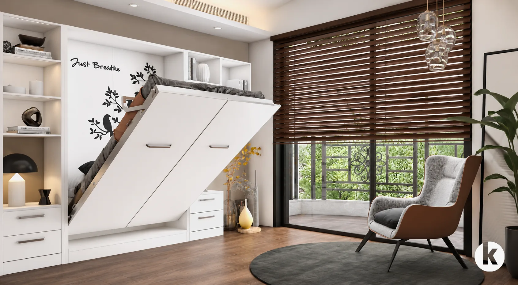 Murphy wall bed storage design concept for Dubai homes